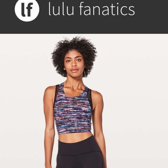 lululemon athletica Tops - Lululemon Break Free Tank Top Nulux Sz 2 Hinshu Alpine White Black Sports Bra